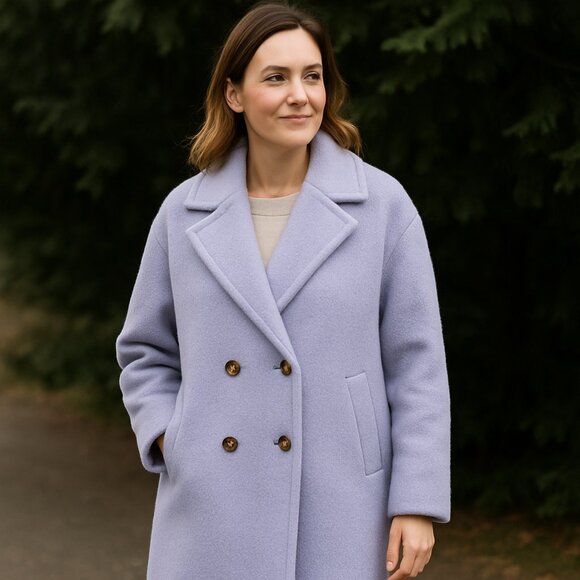 MICHEL STUDIO | Lavender Boiled Wool Long Line Coat - Woman's 3X - Picture 1 of 13